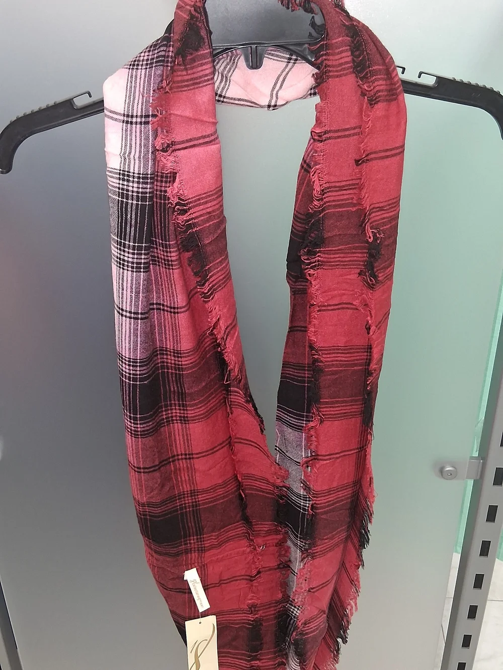 Collection 18 Fire Island Red Plaid Scarf NWT